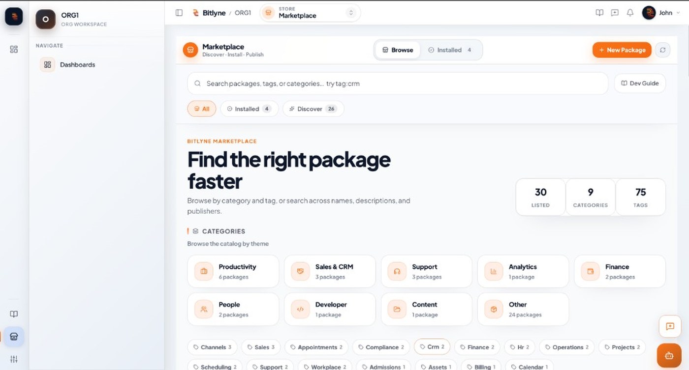 Bitlyne Marketplace home